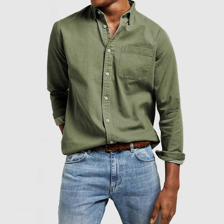 The Liron — Navy Notch Collar Shirt