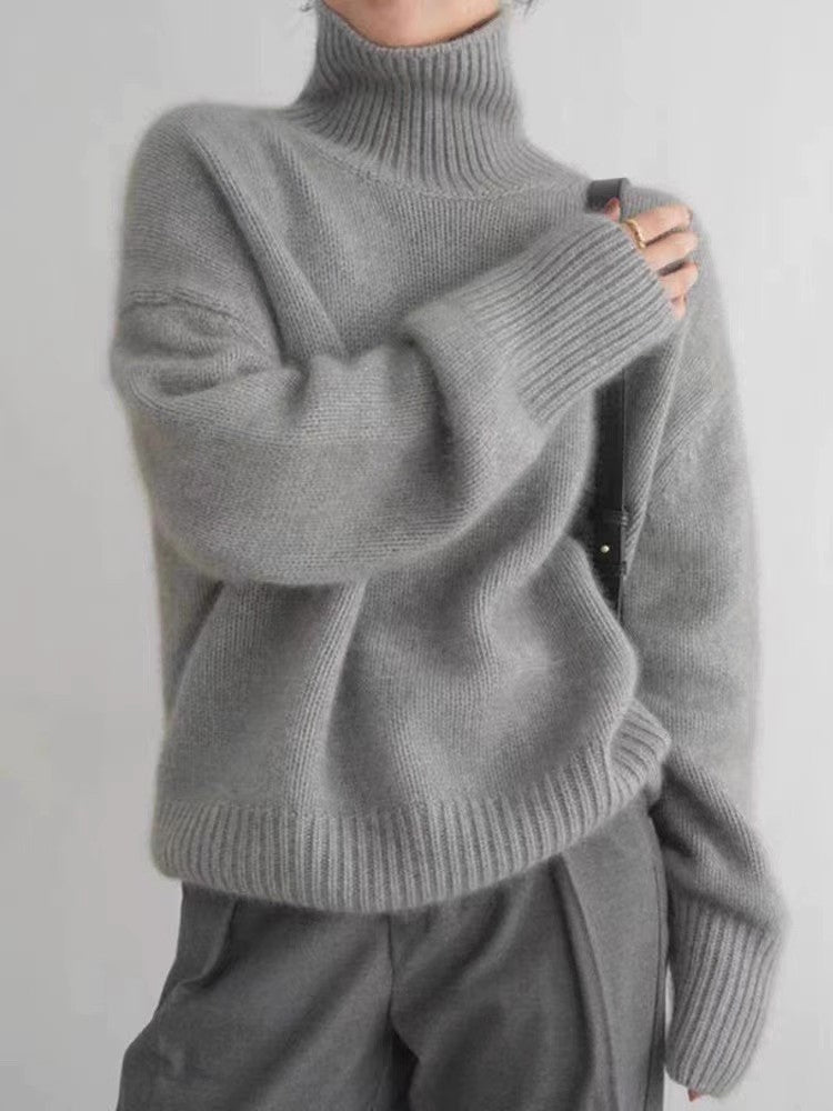Olivera — Relaxed Turtleneck Knit in Sandstone