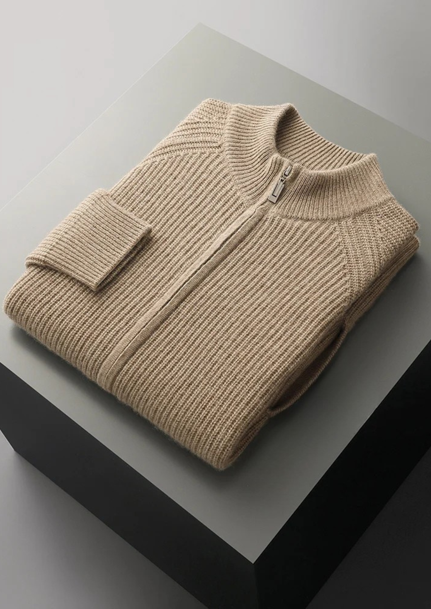 Pull côtelé en cachemire premium