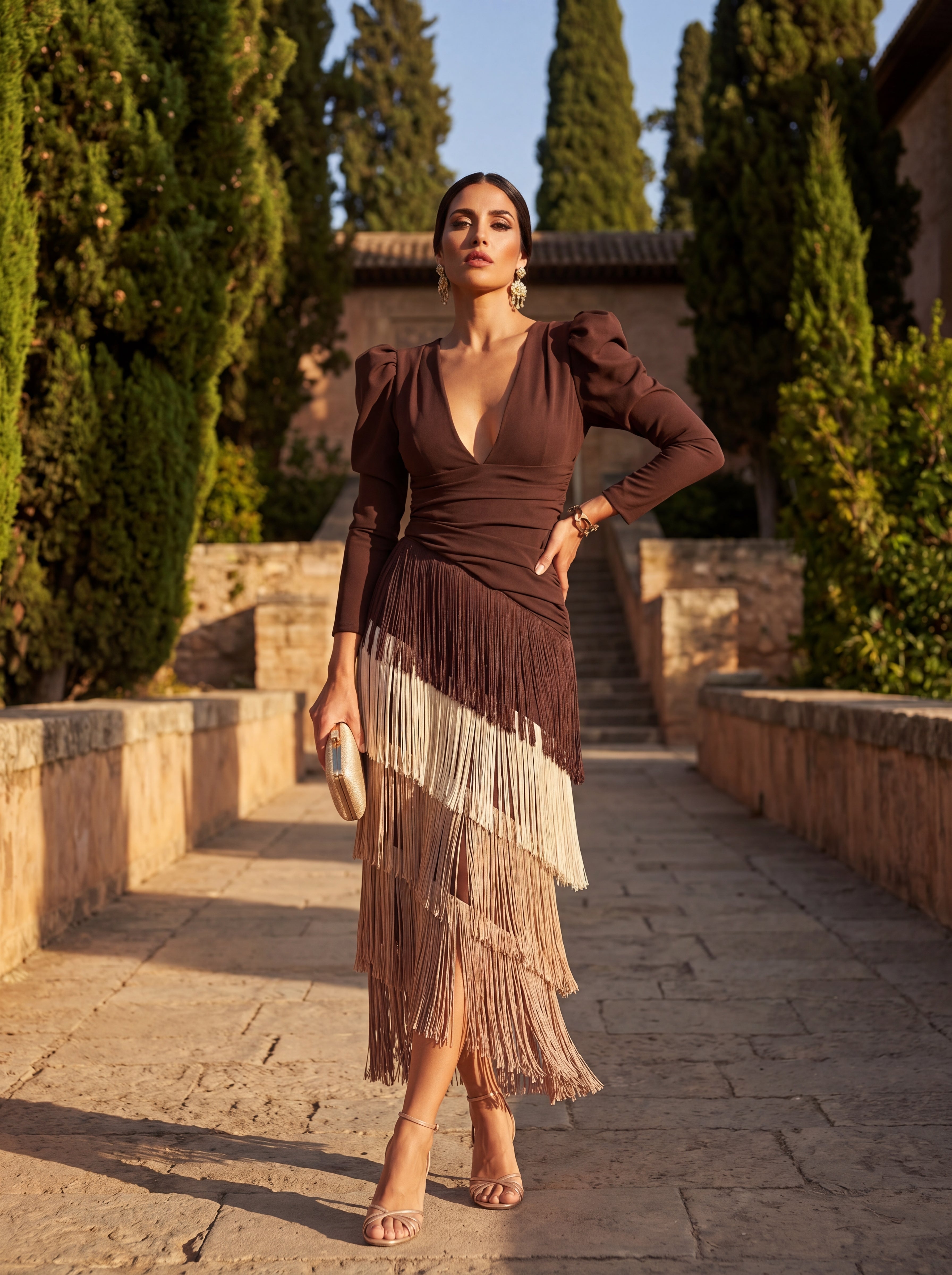 Robe évasée avec franges élégantes - Maison Claire et Sylvie