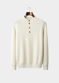 Pull Henley classique côtelé en cachemire premium