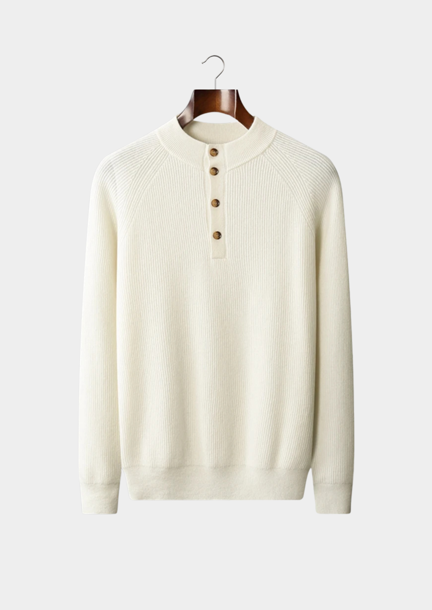 Pull Henley classique côtelé en cachemire premium