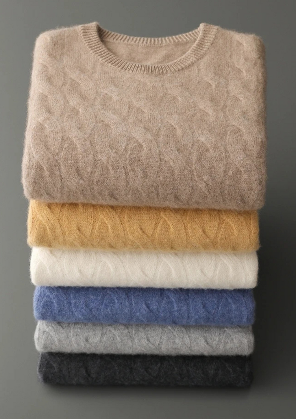 Pull col rond en cachemire câblé premium