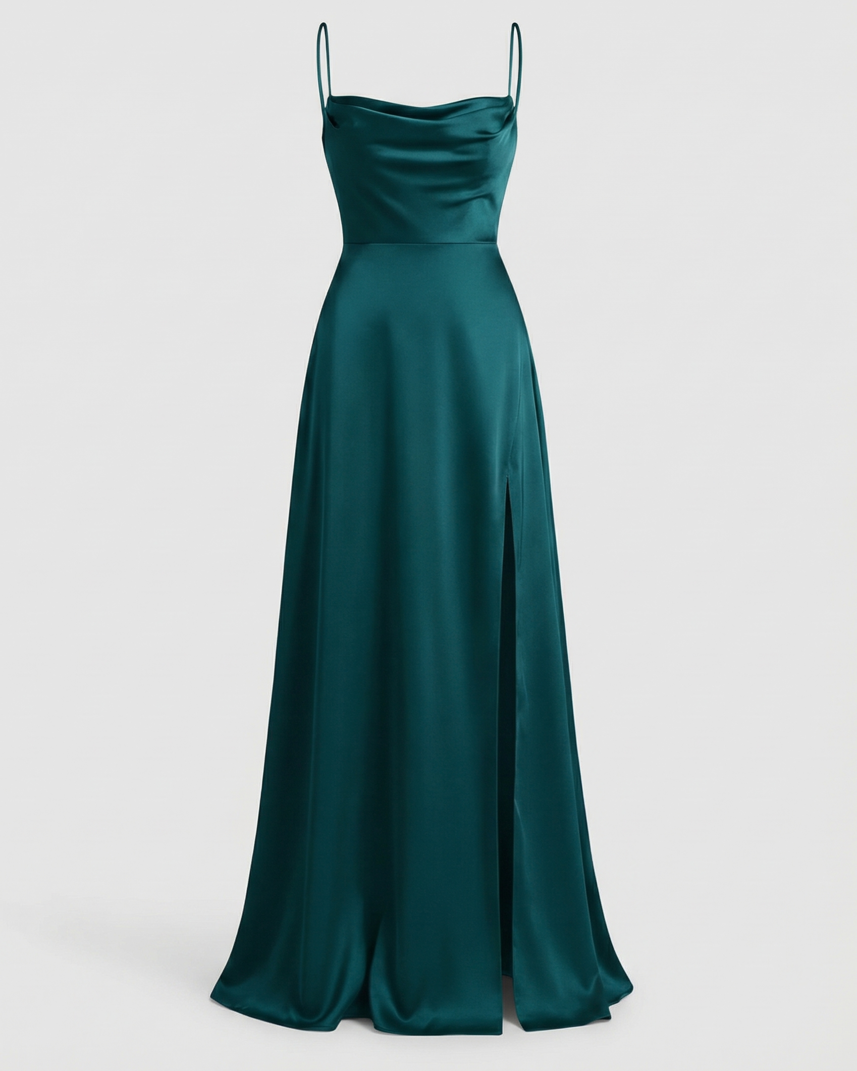The Elara — Crimson Satin Maxi Dress