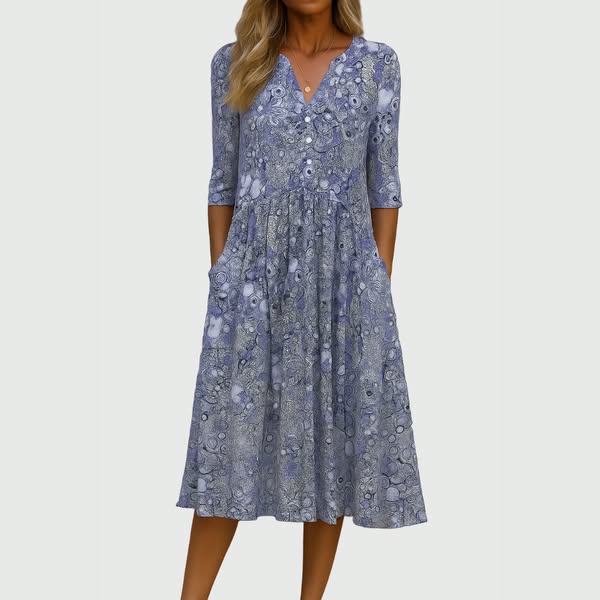 Evelyn | Robe Midi Élégante avec Poches