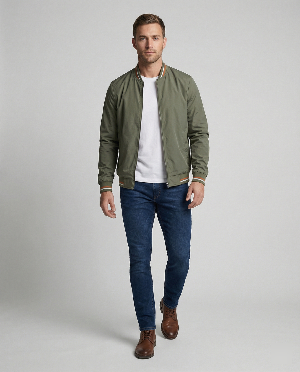 The Kyro Bomber — Army Green Slim Fit