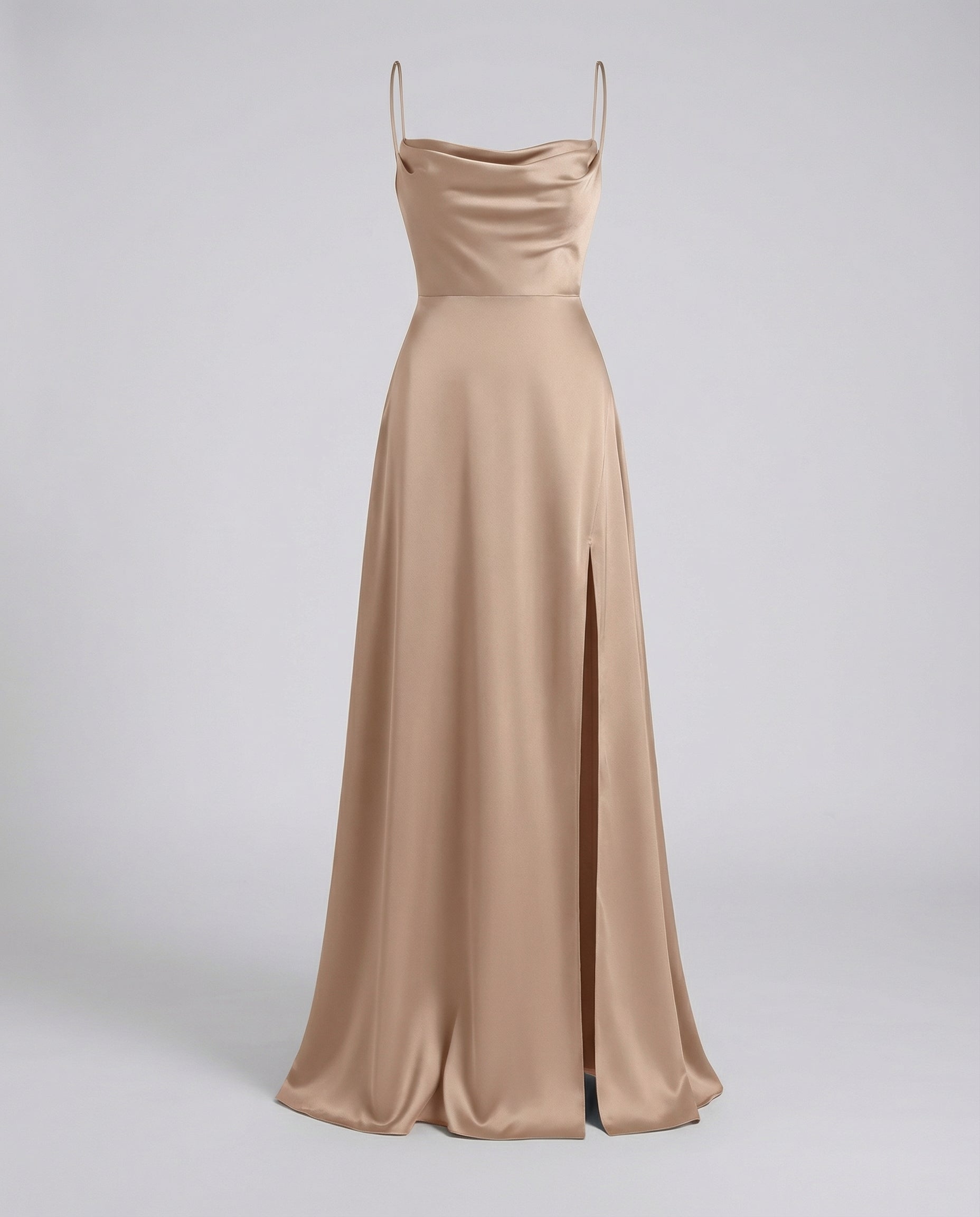 The Elara — Crimson Satin Maxi Dress