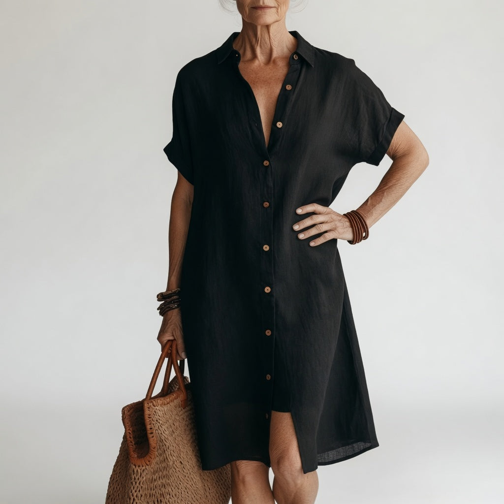 Timéa™ — Robe-chemise midi parisienne stylée et respirante