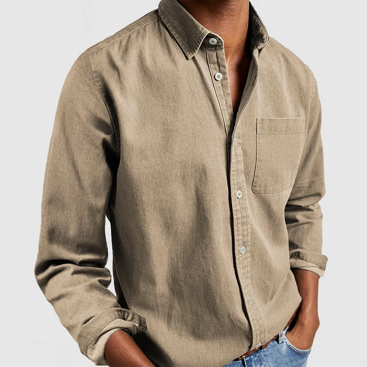 The Liron — Navy Notch Collar Shirt