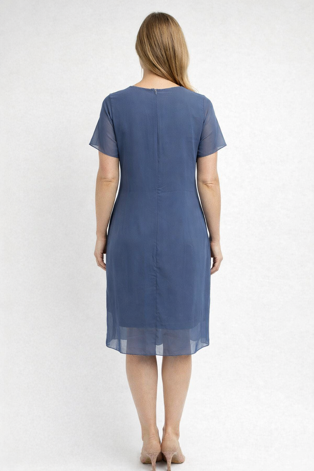 The Ivara Dress — Dusk Blue Lace Overlay