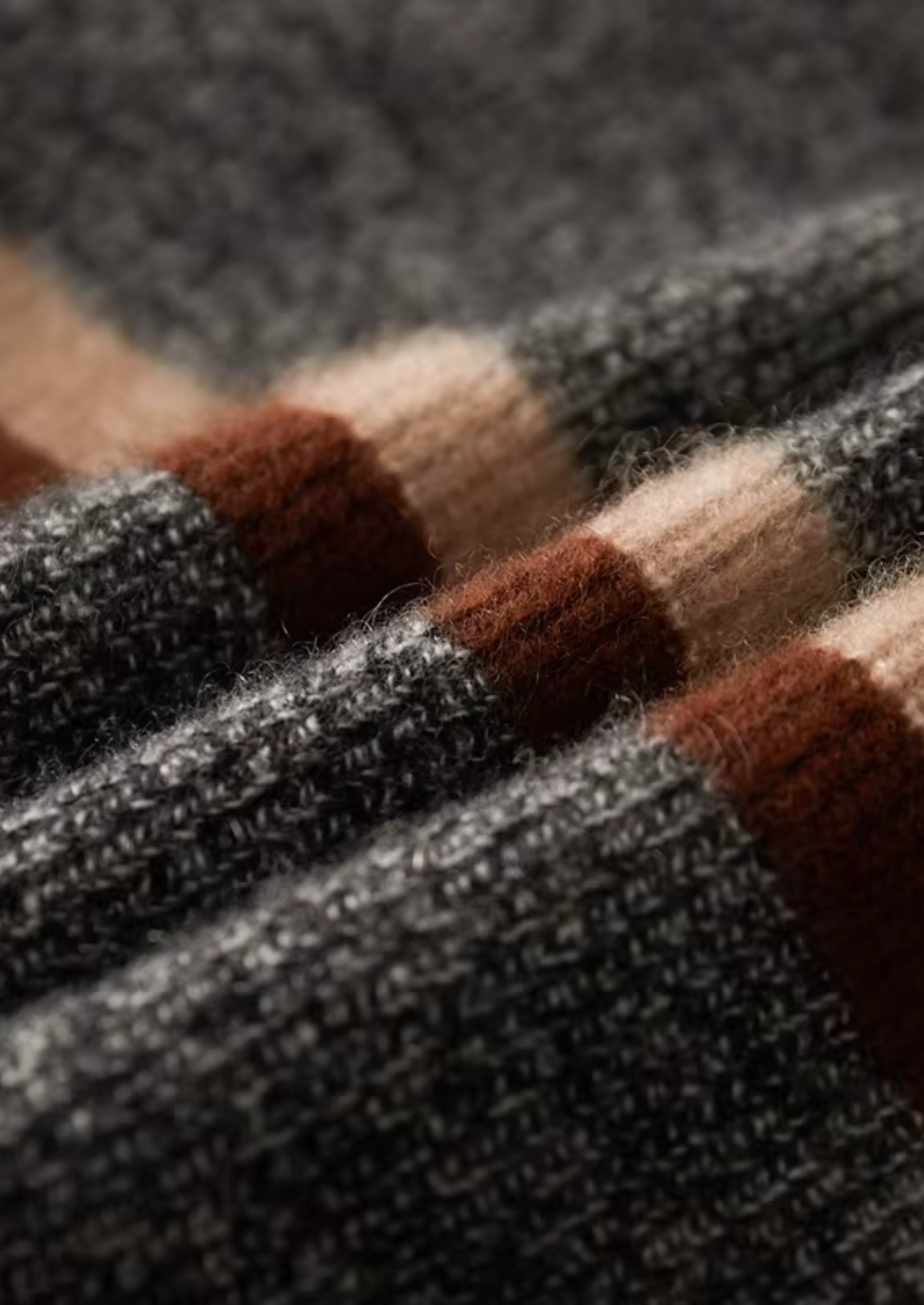 Cardigan zippé rayé en cachemire pur