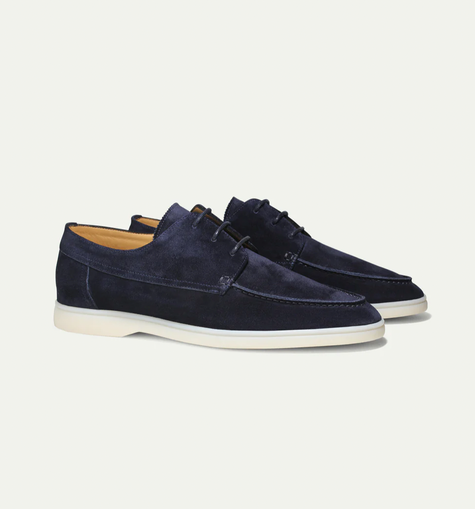 Cael — Navy Suede Boat Shoes