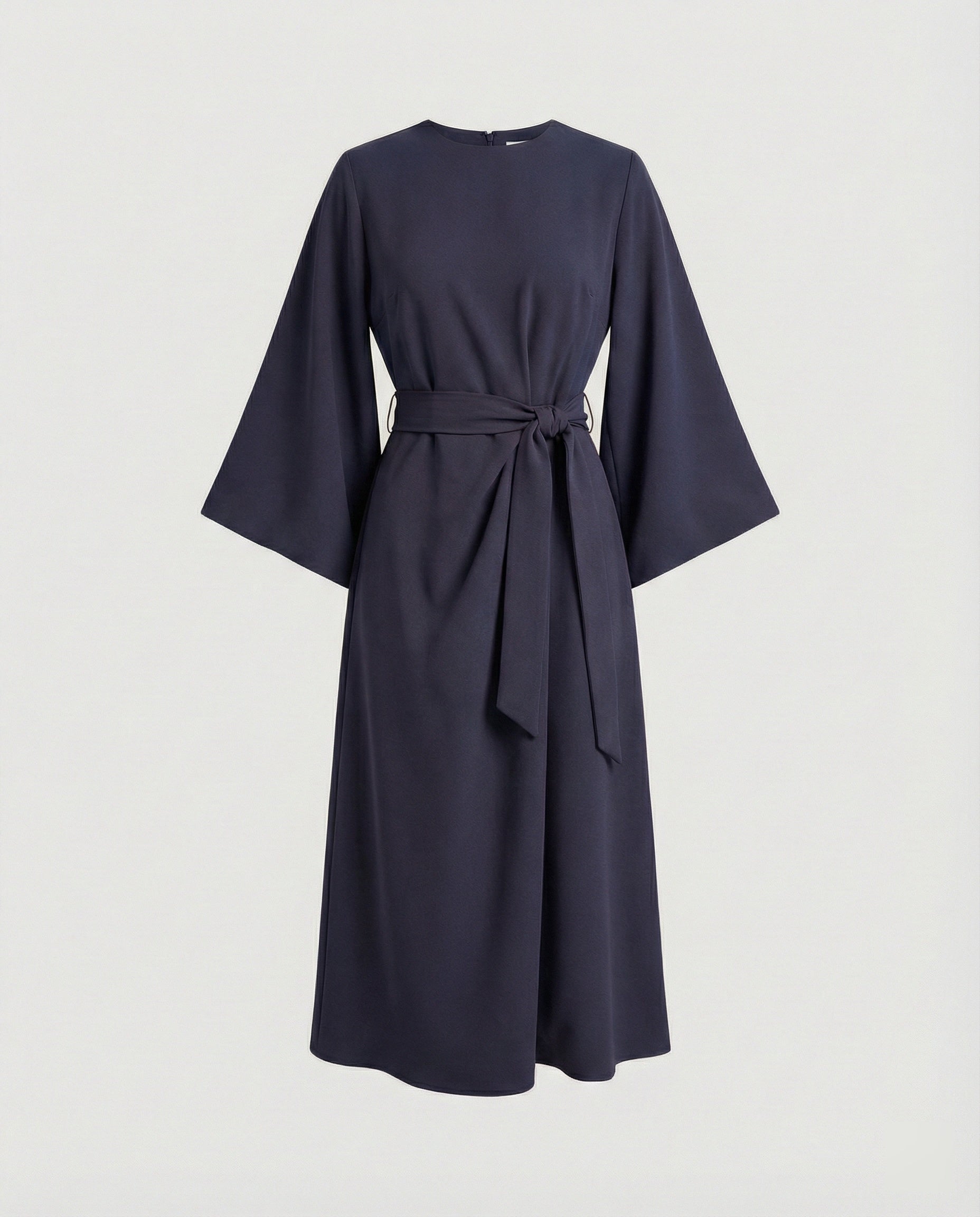 The Esmé — Lantern Sleeve Midi Dress in Rust Brown