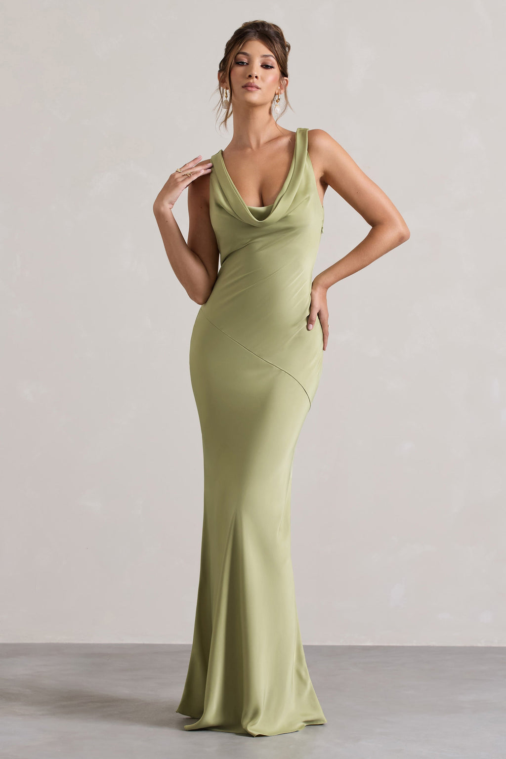 LENA | Robe Maxi au Style Minimaliste avec Encolure Drapée