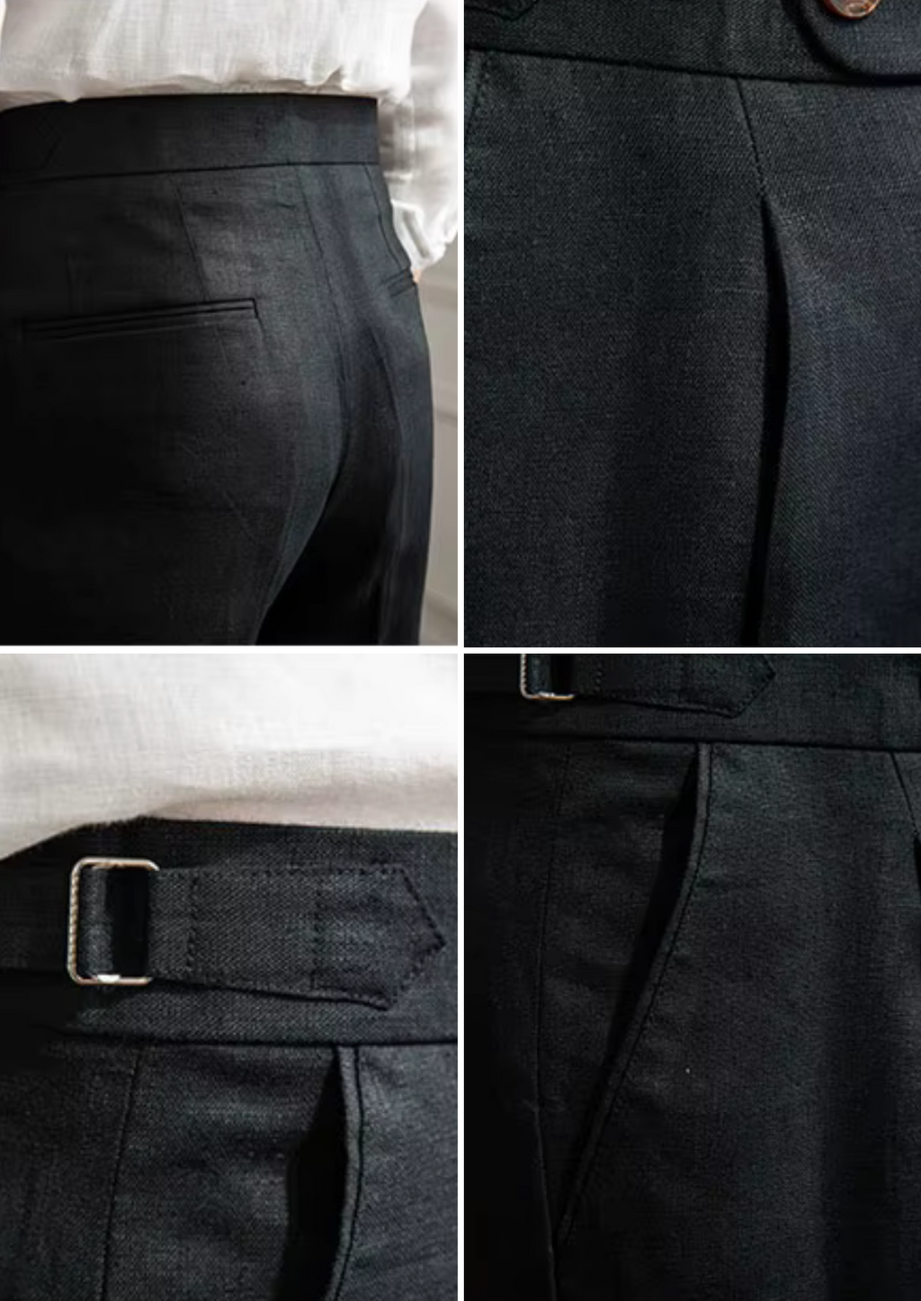 Pantalon côtier plissé TOSCANE - Noir