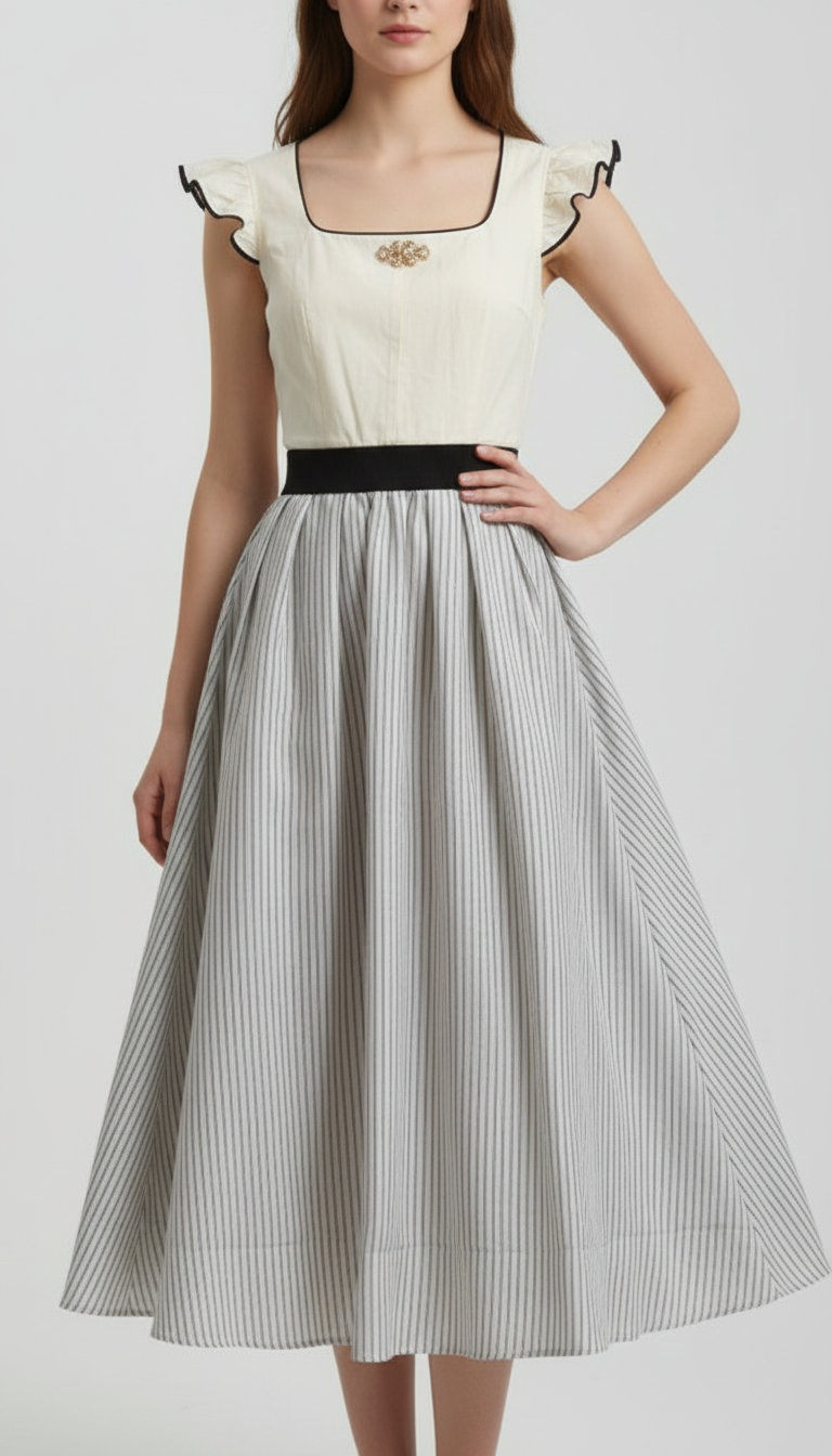 The Liesel Midi — Chalk Dirndl Dress