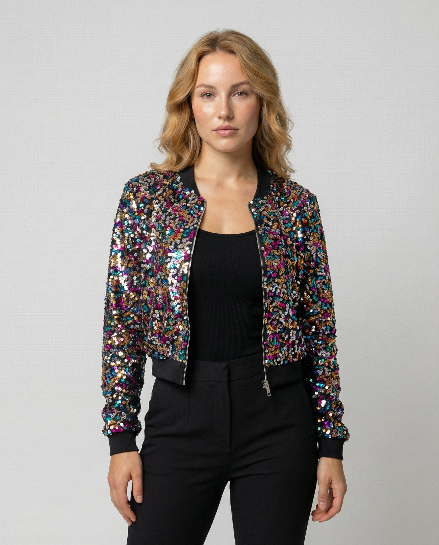 The Liora — Midnight Sequin Bomber