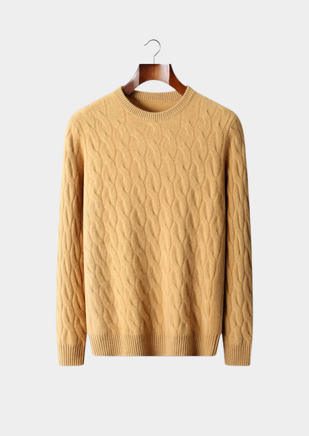 Pull col rond en cachemire câblé premium