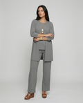 The Liora Set — Slate Open-Front Cardigan & Wide-Leg Pants