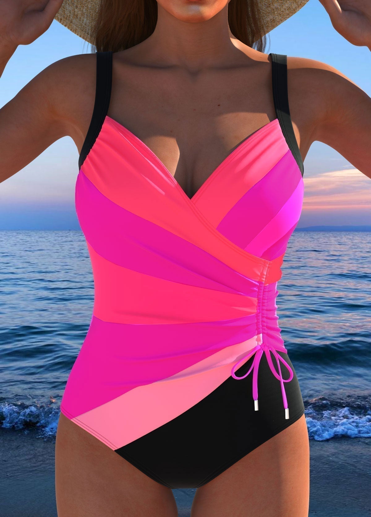 Maillot de bain enveloppant luxueux à imprimé vibrant