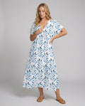 The Elara — Blue Leaf Maxi Dress
