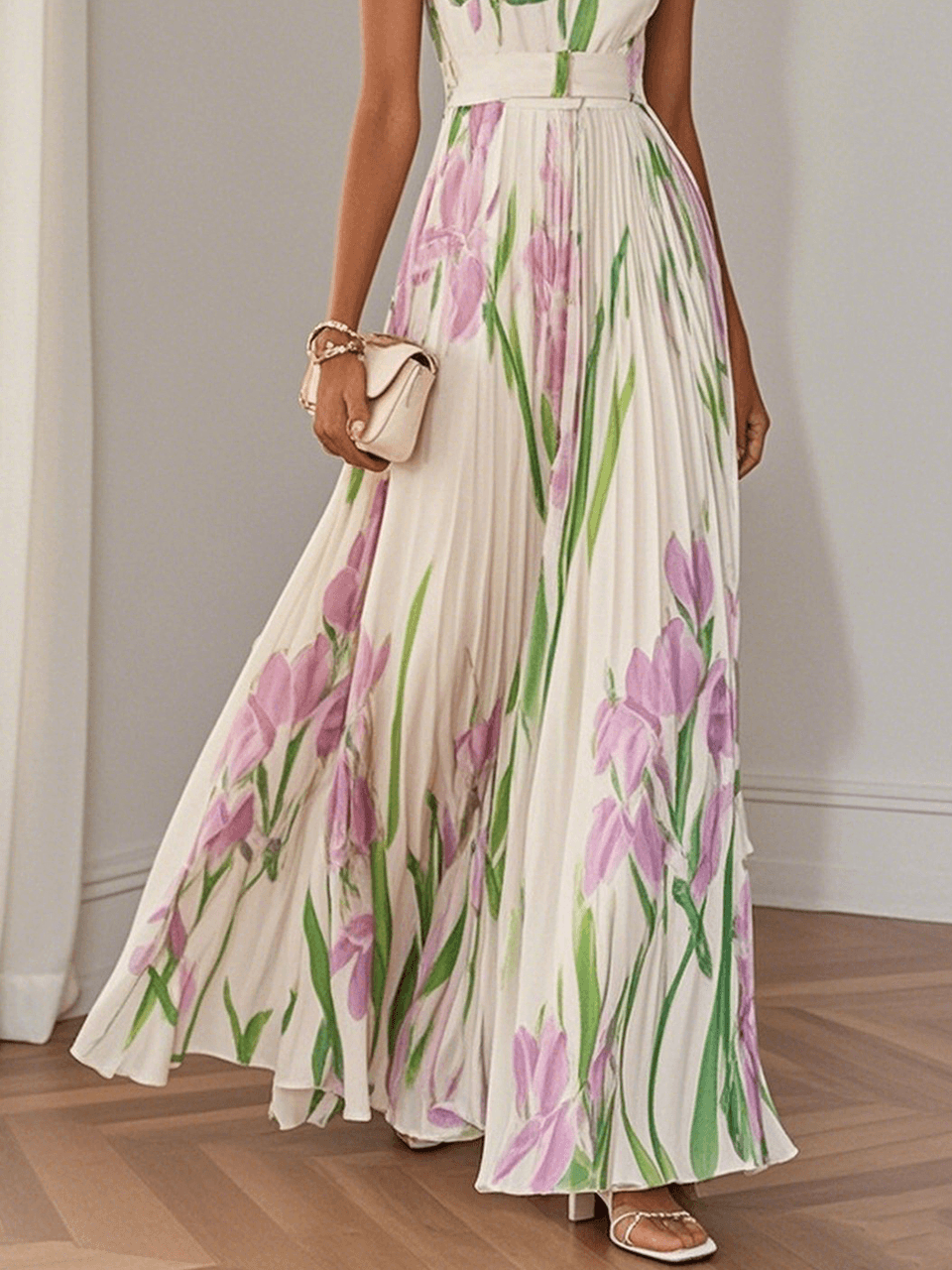 Yara™ - Robe maxi plissée en chiffon