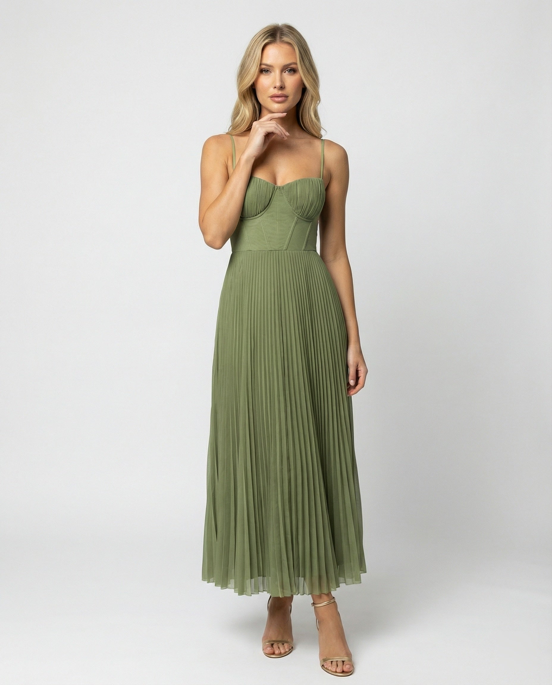 Elara Midi — Emerald Bustier & Tulle Skirt