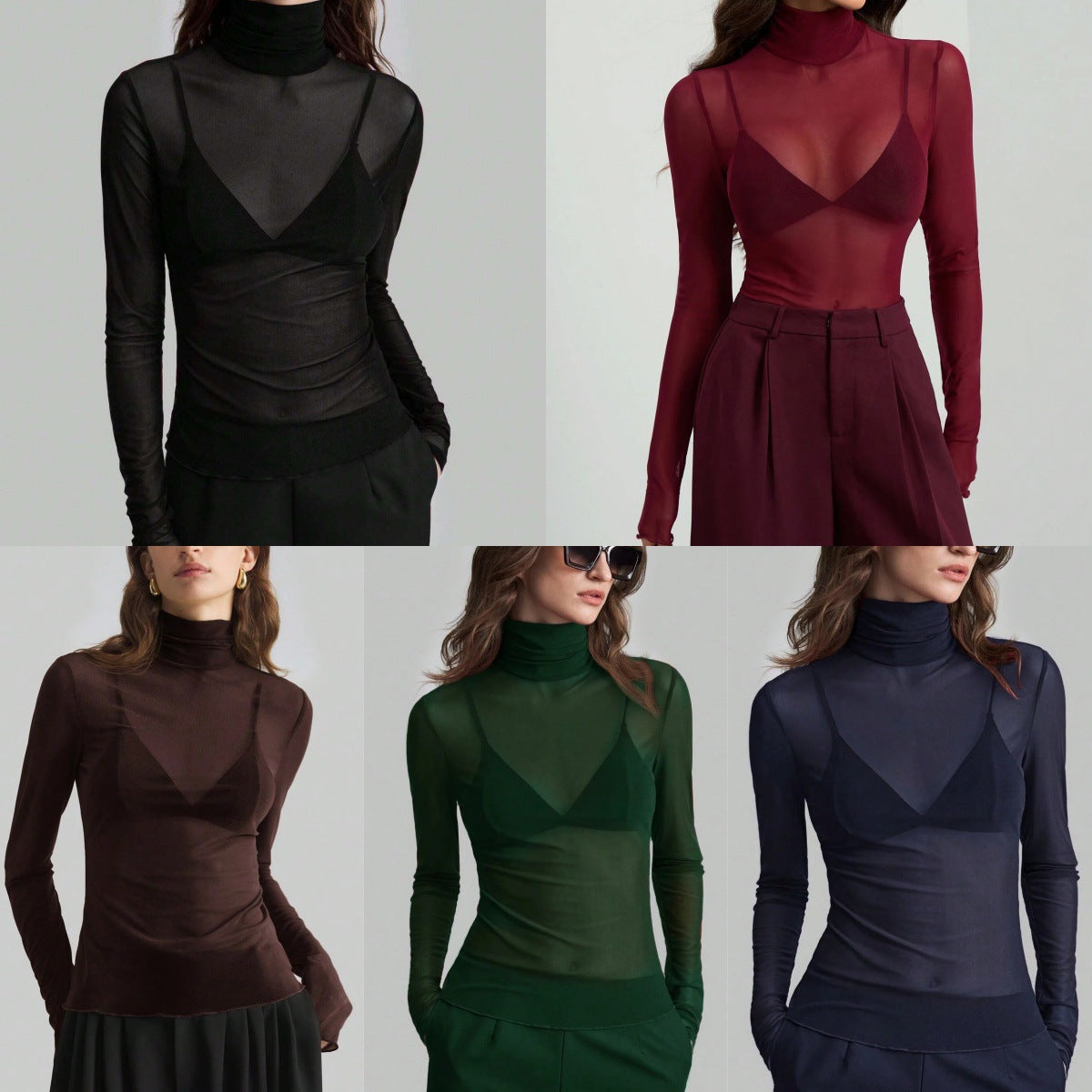 The Elara Mesh — Noir Transparent Turtleneck