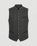 The Einar — Slate Herringbone Trachten Vest