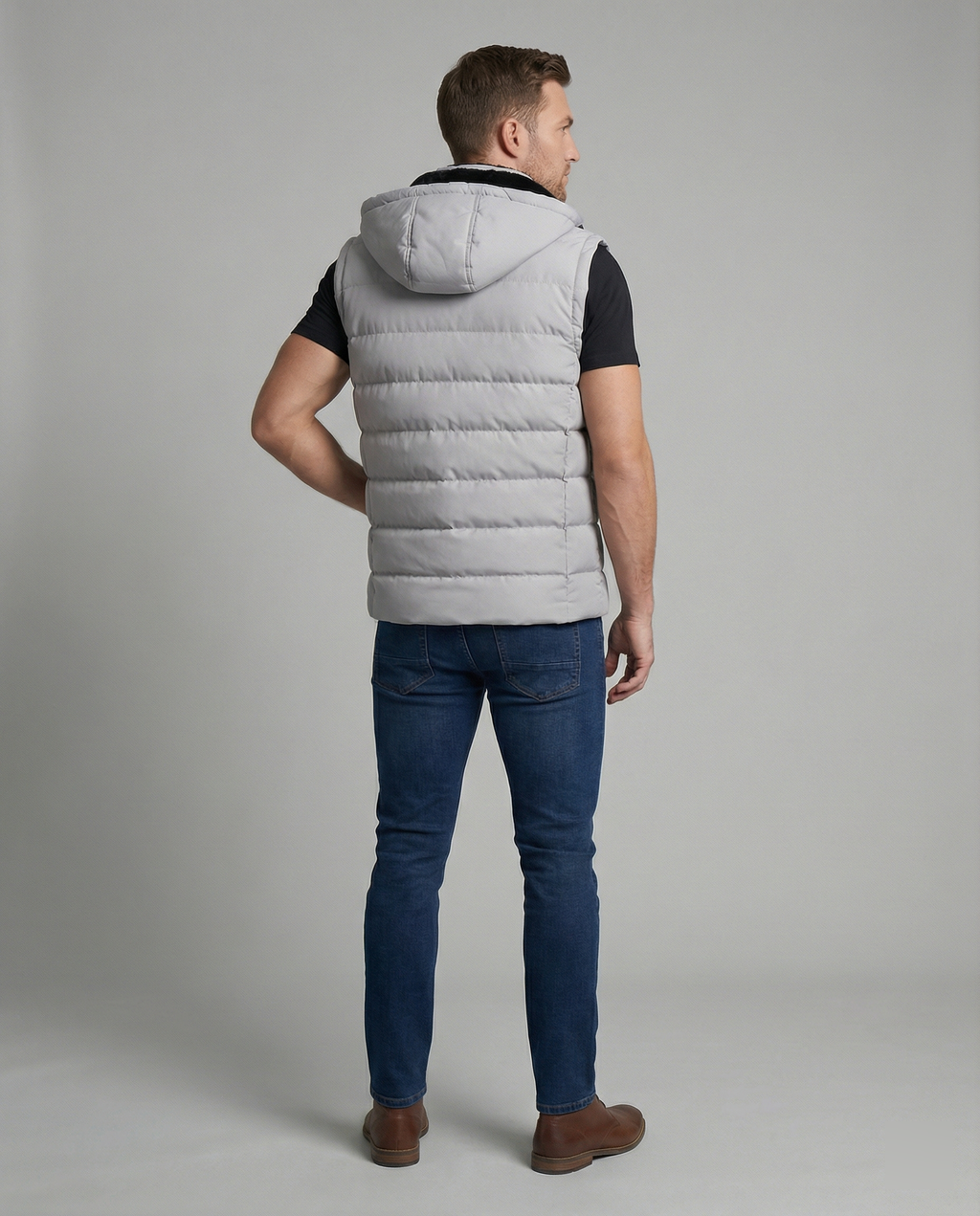 The Kael — Quilted Hooded Vest in Slate