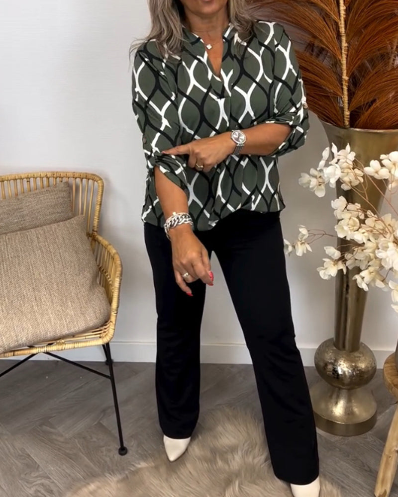 Liora Blouse — Moss Patterned Viscose