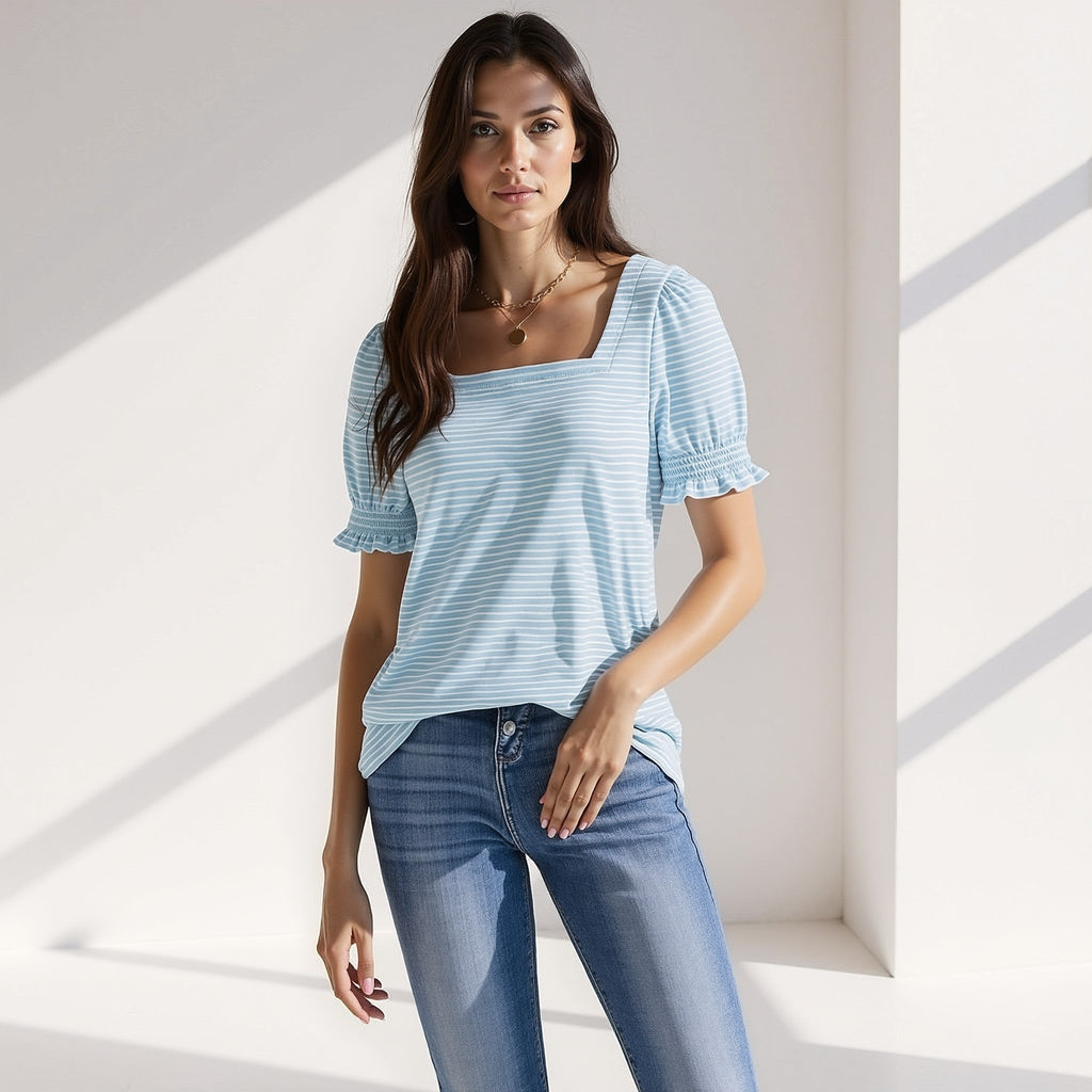 The Sylvie — Puff-Sleeve Square-Neck Top
