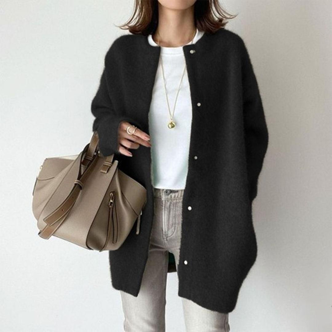 The Anesa — Oversized Wool Coat in Stone