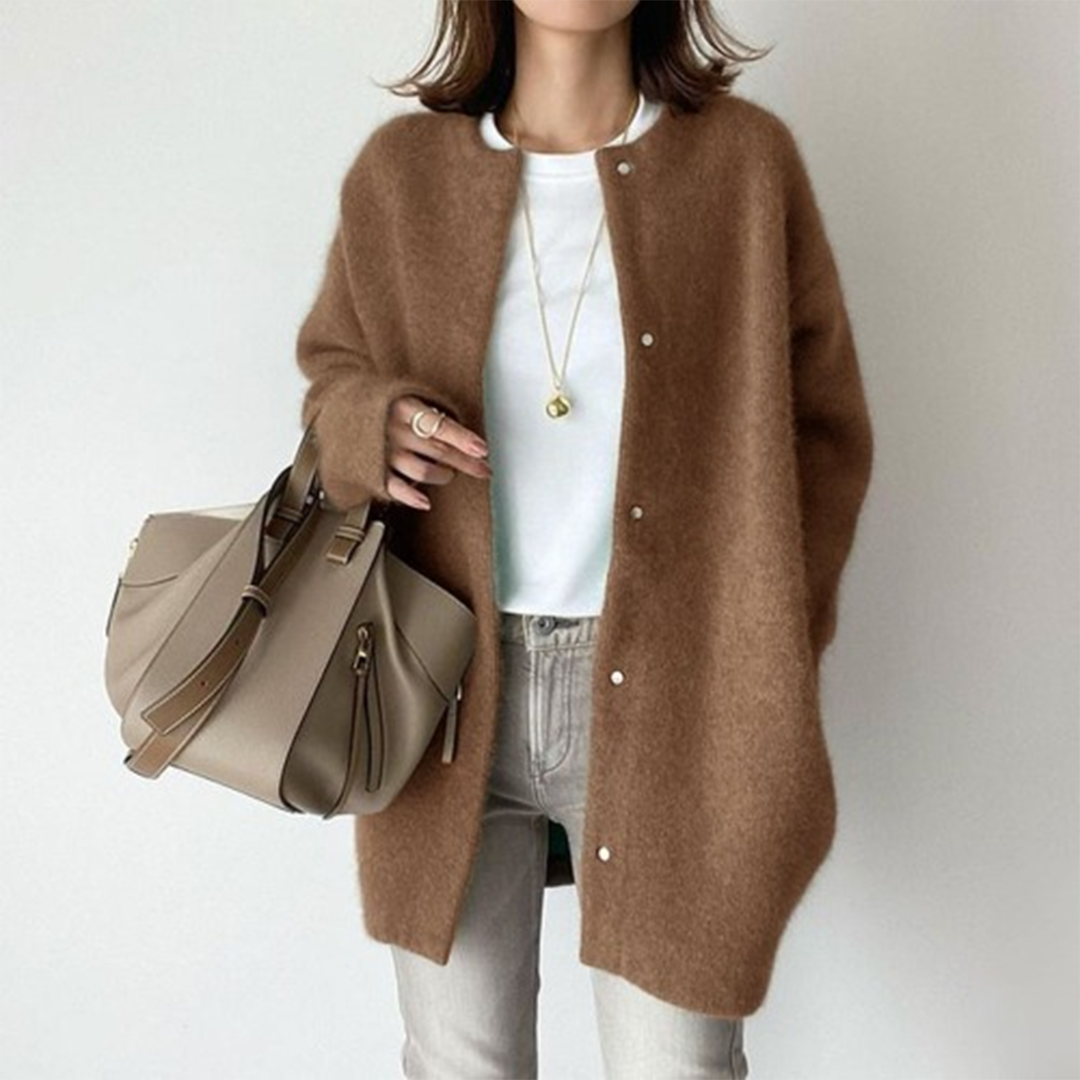 The Anesa — Oversized Wool Coat in Stone