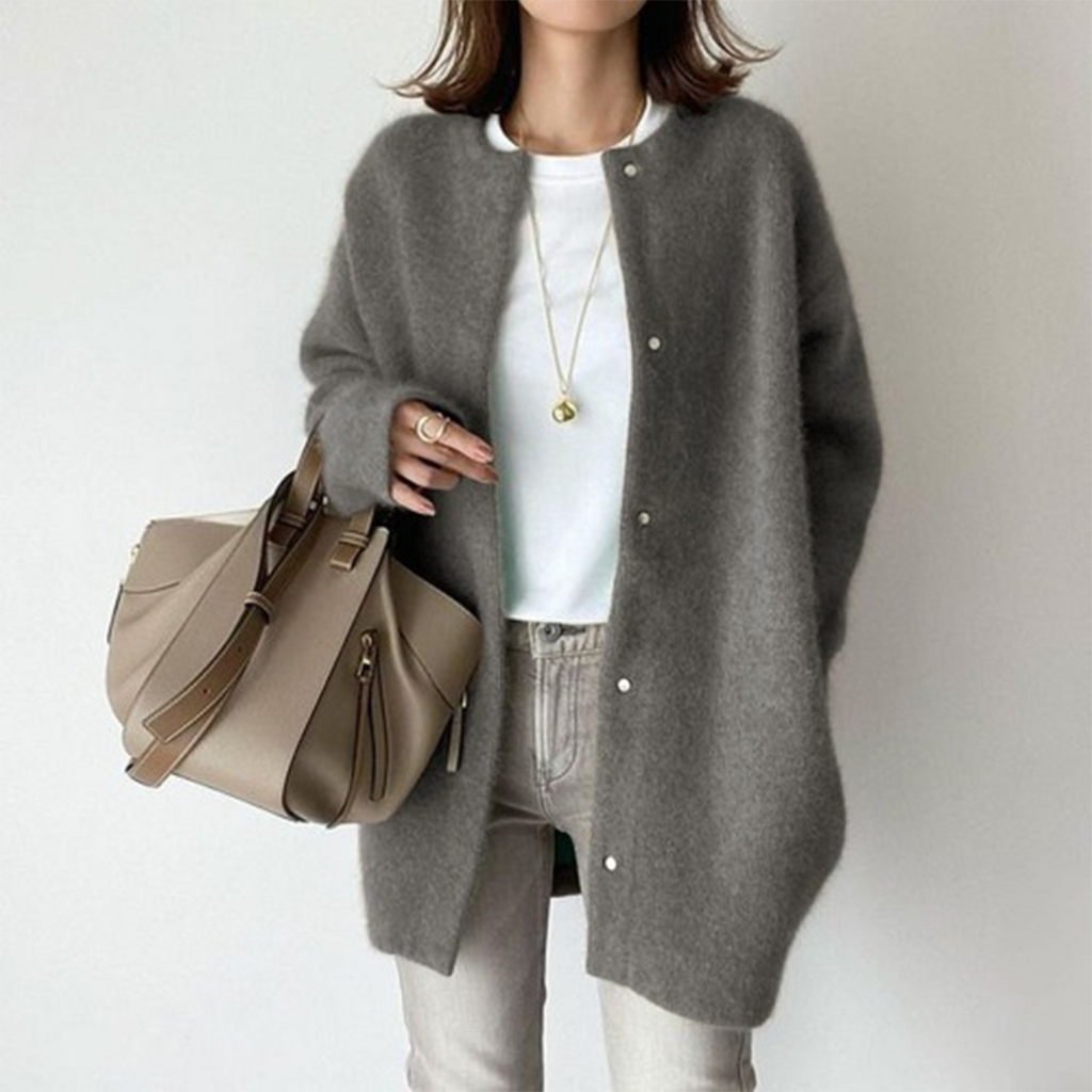 The Anesa — Oversized Wool Coat in Stone