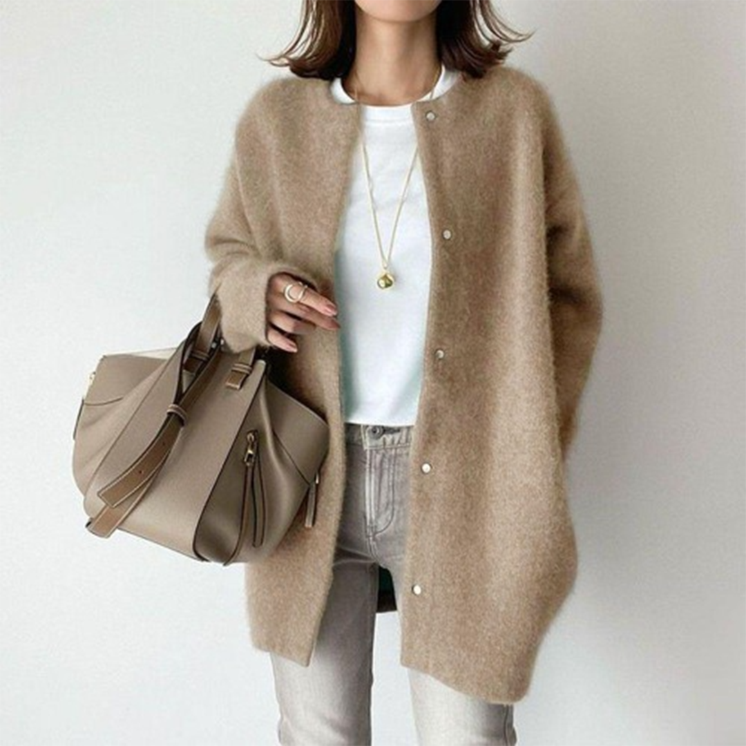 The Anesa — Oversized Wool Coat in Stone