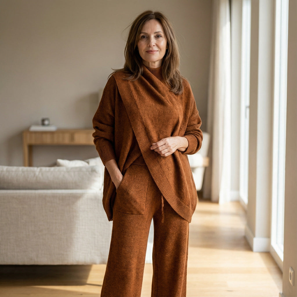The Sabine Set — Walnut Asymmetrical Knit
