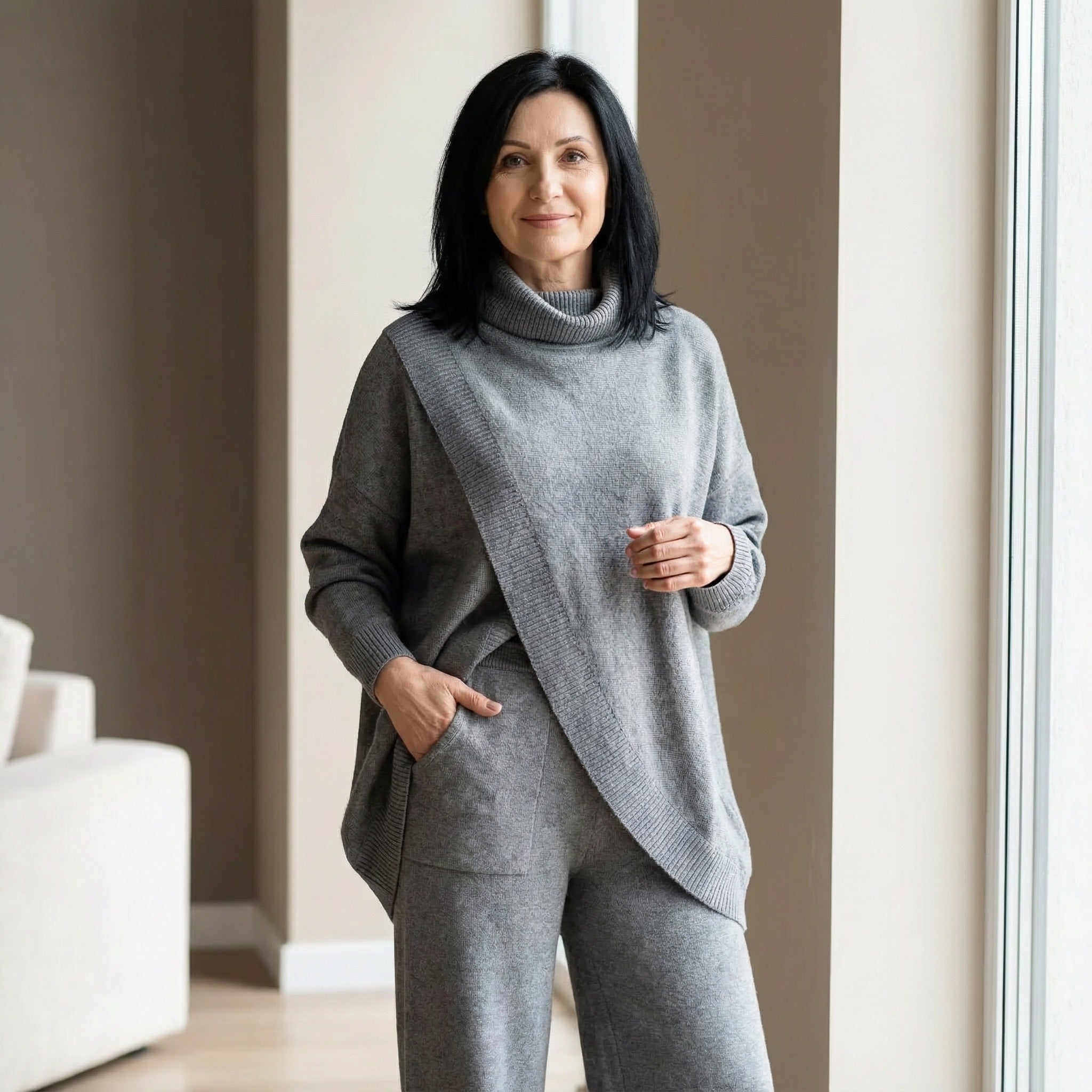 The Sabine Set — Walnut Asymmetrical Knit