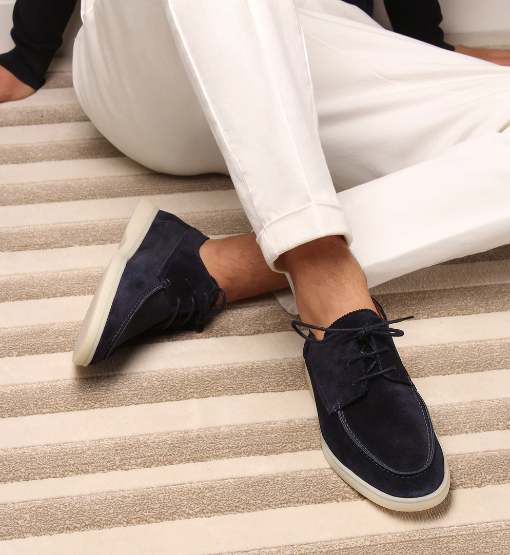 Cael — Navy Suede Boat Shoes