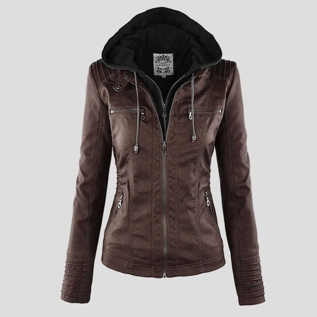 The Oren — Noir Hooded Leather Jacket