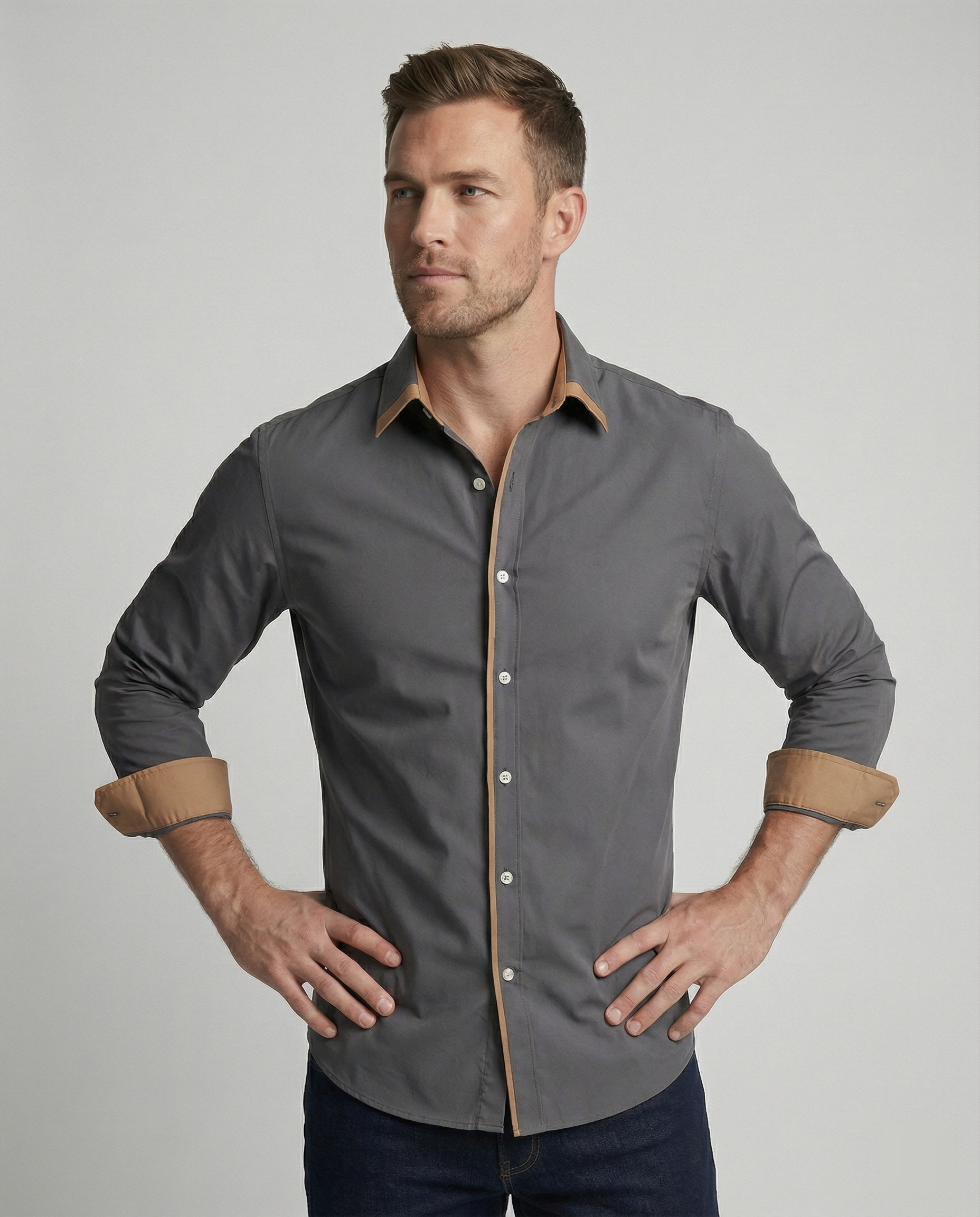 The Kaelen — Charcoal Button-Down Shirt