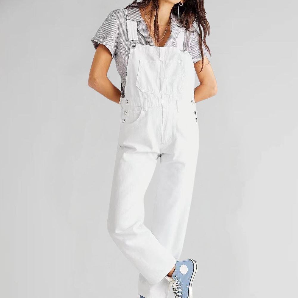 Valeria Overalls — Midnight Denim Cross-Back