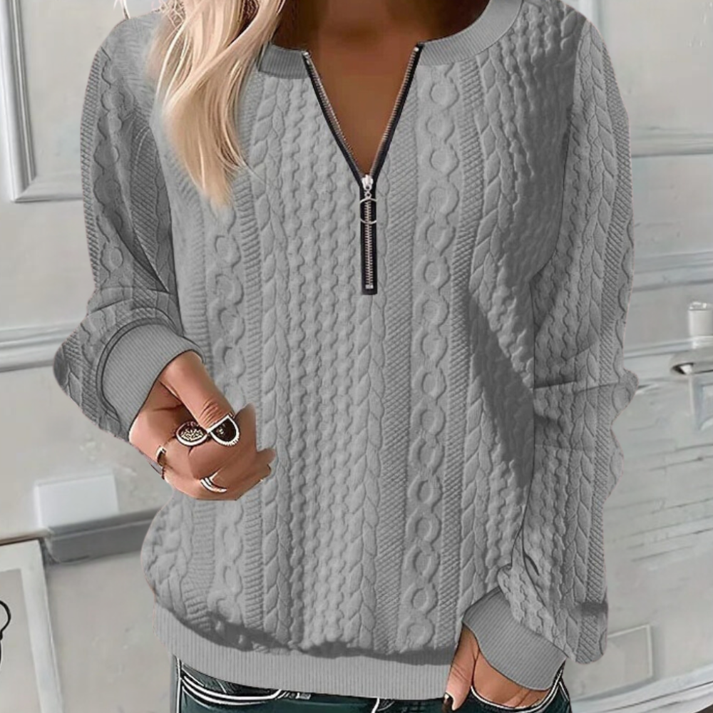 Anoushka Knit — Charcoal Zip Pullover