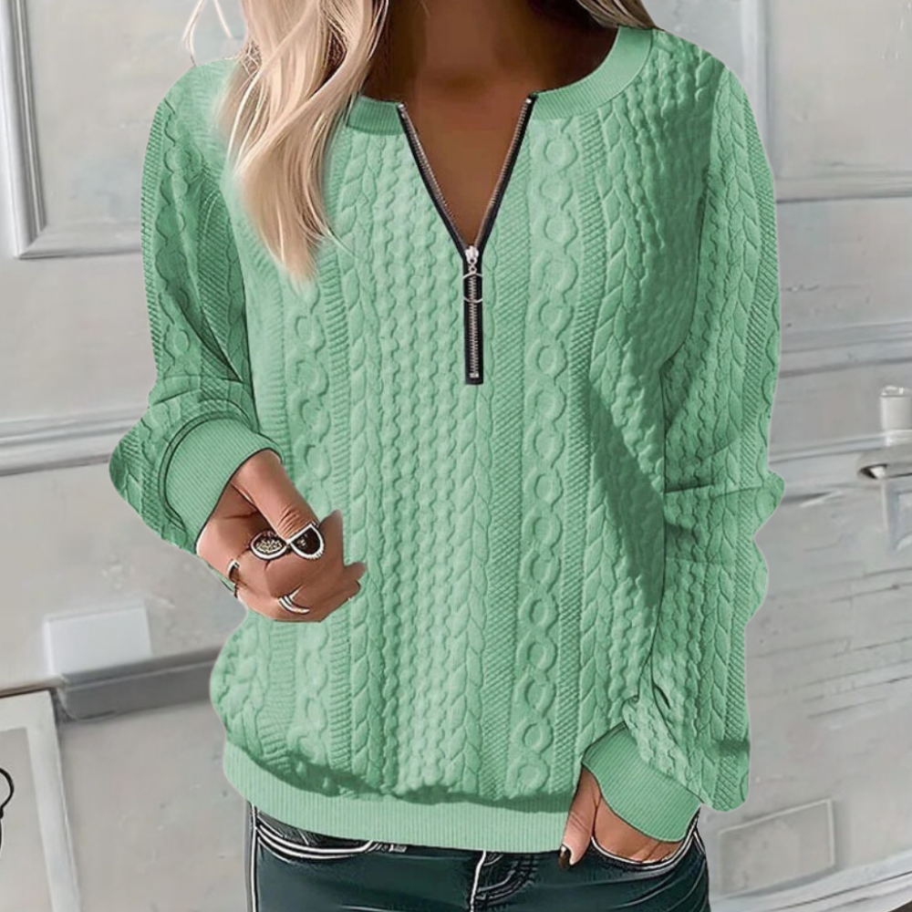 Anoushka Knit — Charcoal Zip Pullover