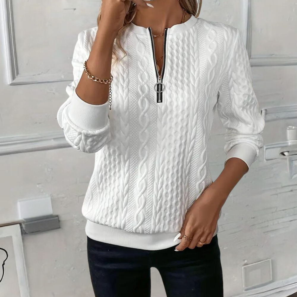 Anoushka Knit — Charcoal Zip Pullover