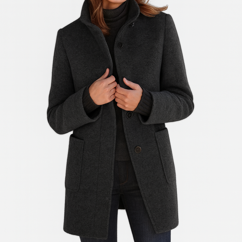 Vara Coat — Slate Wool-Blend