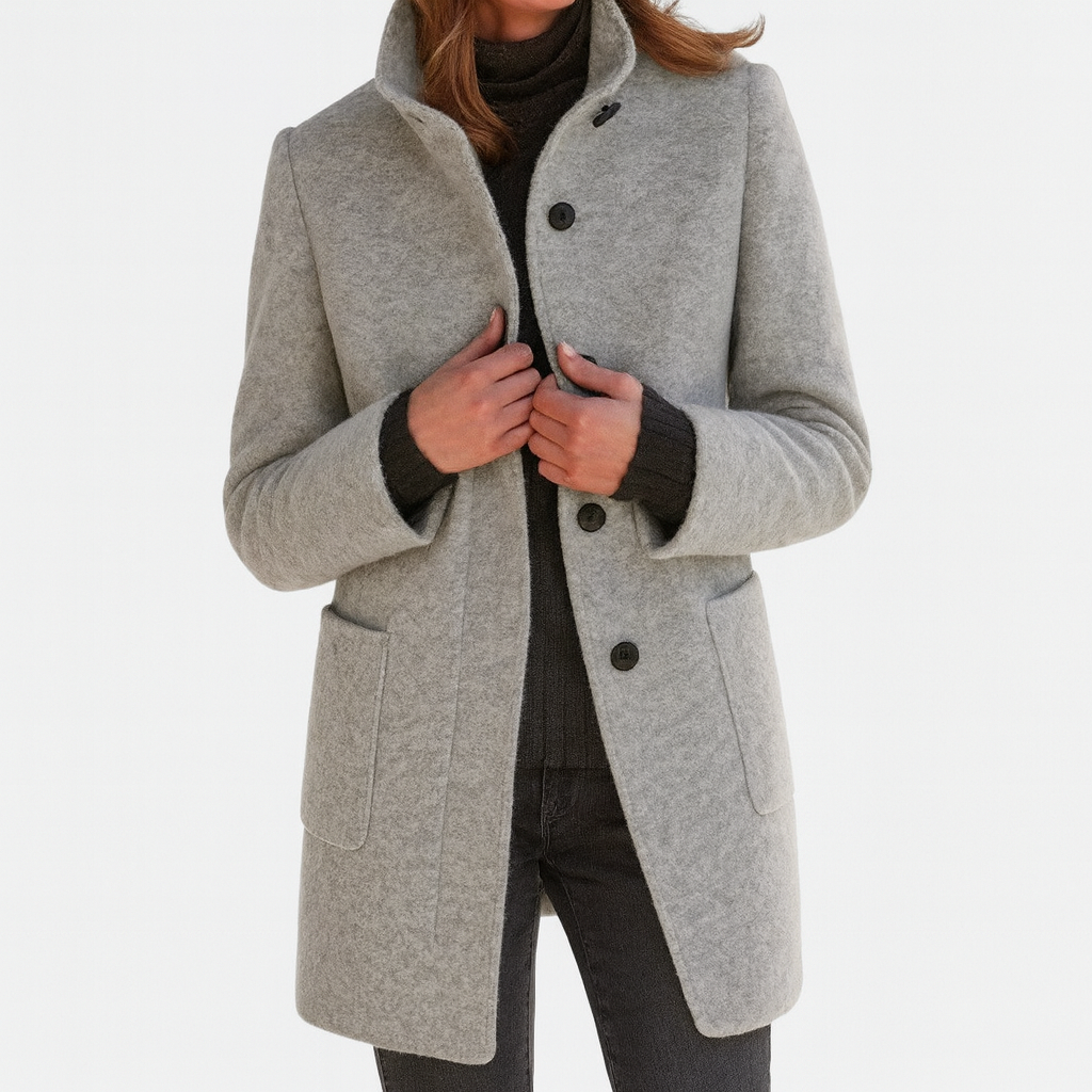 Vara Coat — Slate Wool-Blend