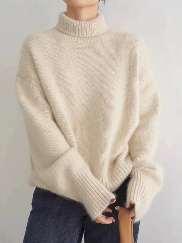 The Eira — Oversized Turtleneck Sweater in Dune