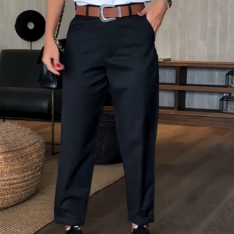 Silja Trousers — Slate Straight-Leg Tailoring