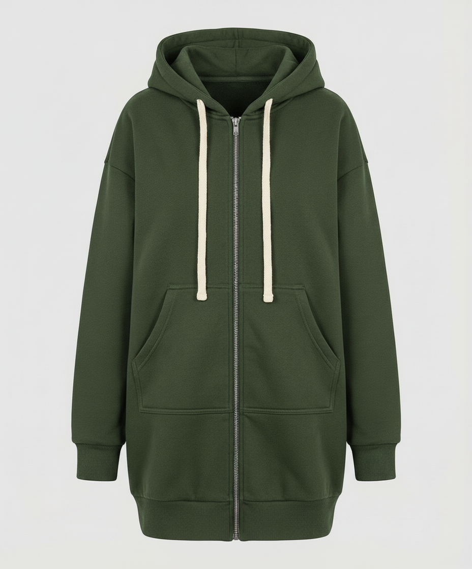 The Lyra Longline Zip Hoodie — Midnight